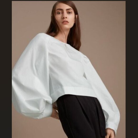Babaton Aritzia Niki Poplin Puff Sleeves Blouse - Picture 1 of 9